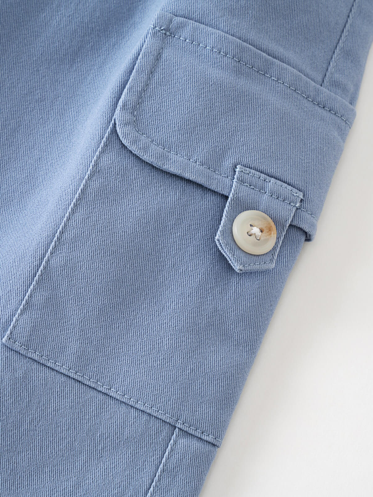 Close-up of a light blue fabric pocket with a button fastening Cargo Pants - Sky Blue Boys