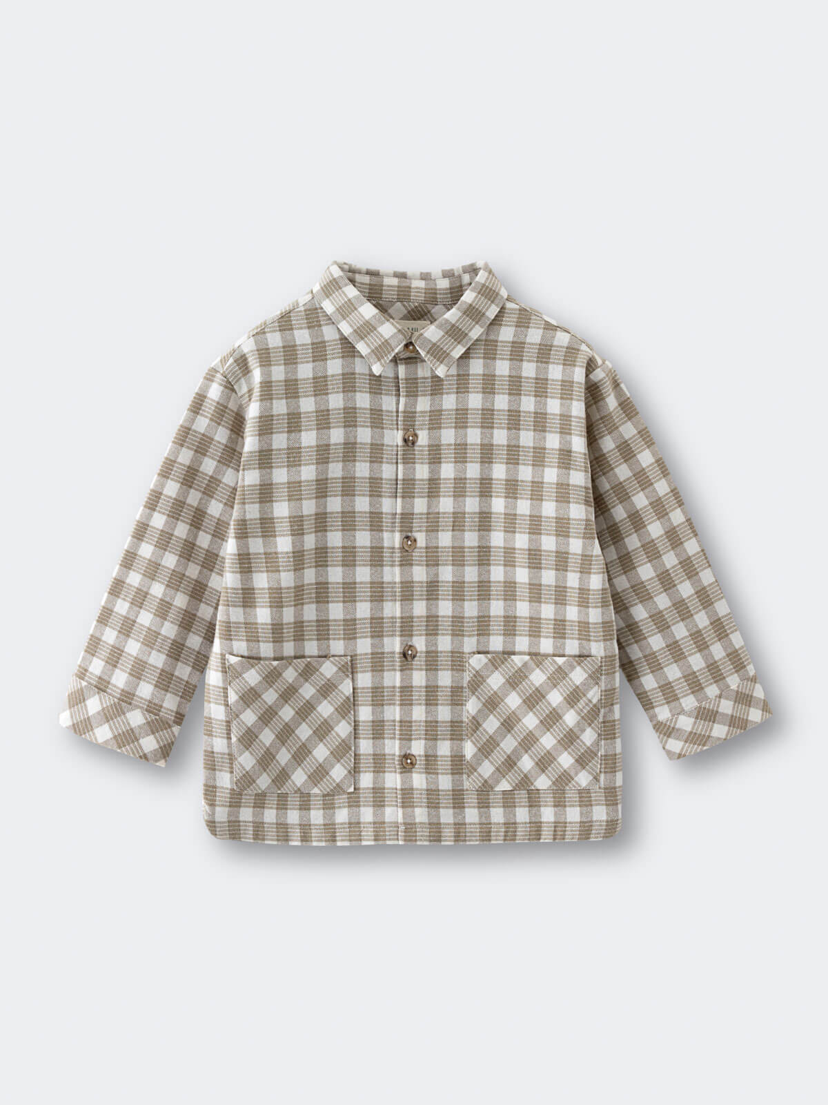 Plaid shirt with long sleeves on a light gray background