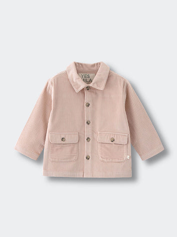 Beige corduroy jacket with button details on a light gray background Corduroy Jacket - Clay Girls and Boys