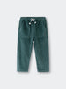 Green corduroy pants with a drawstring on a light gray background Corduroy Pants - Balsam Girls and Boys