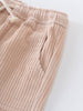 Beige corduroy pants with a drawstring on a white background Corduroy Pants - Clay Girls and Boys