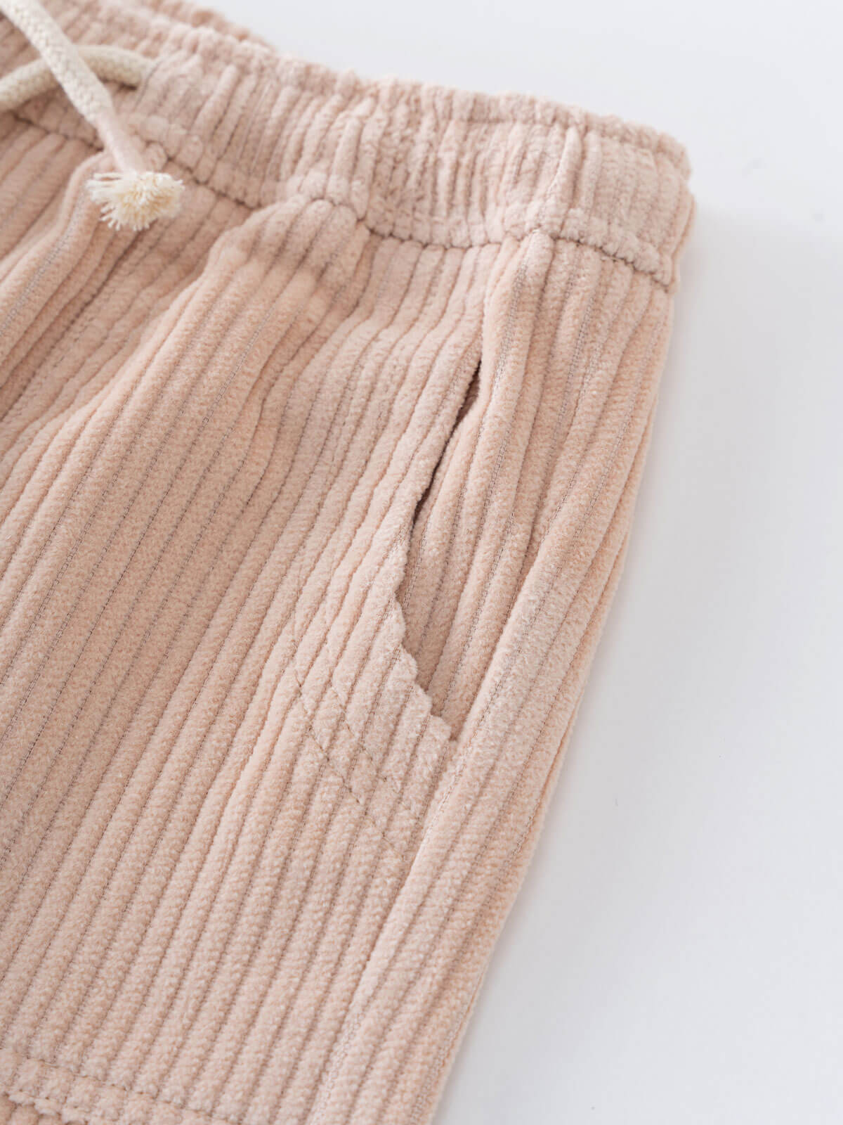 Beige corduroy pants with a drawstring on a white background Corduroy Pants - Clay Girls and Boys