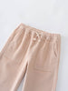 Beige corduroy pants with a drawstring on a light gray background Corduroy Pants - Clay Girls and Boys