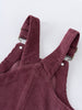 Close-up of a Plum corduroy pinafore dress on a white background Corduroy Pinafore Dress - Plum Jam Girls
