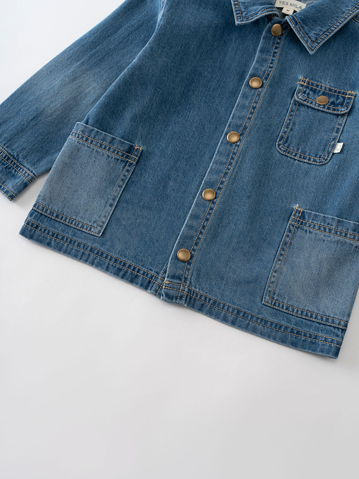 Blue denim jacket with pockets Denim Jacket - Blue Denim Girls and Boys