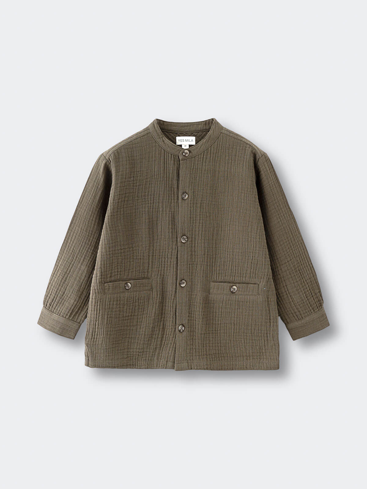 Green textured shirt on a light gray background Grandad Shirt - Forest Boys