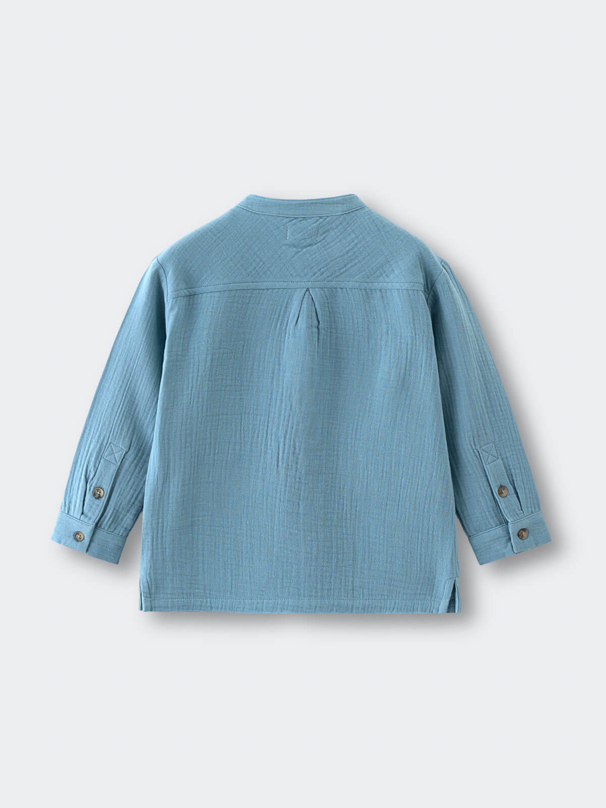 Blue textured shirt on a light gray background Grandad Shirt - Lake Blue Boys