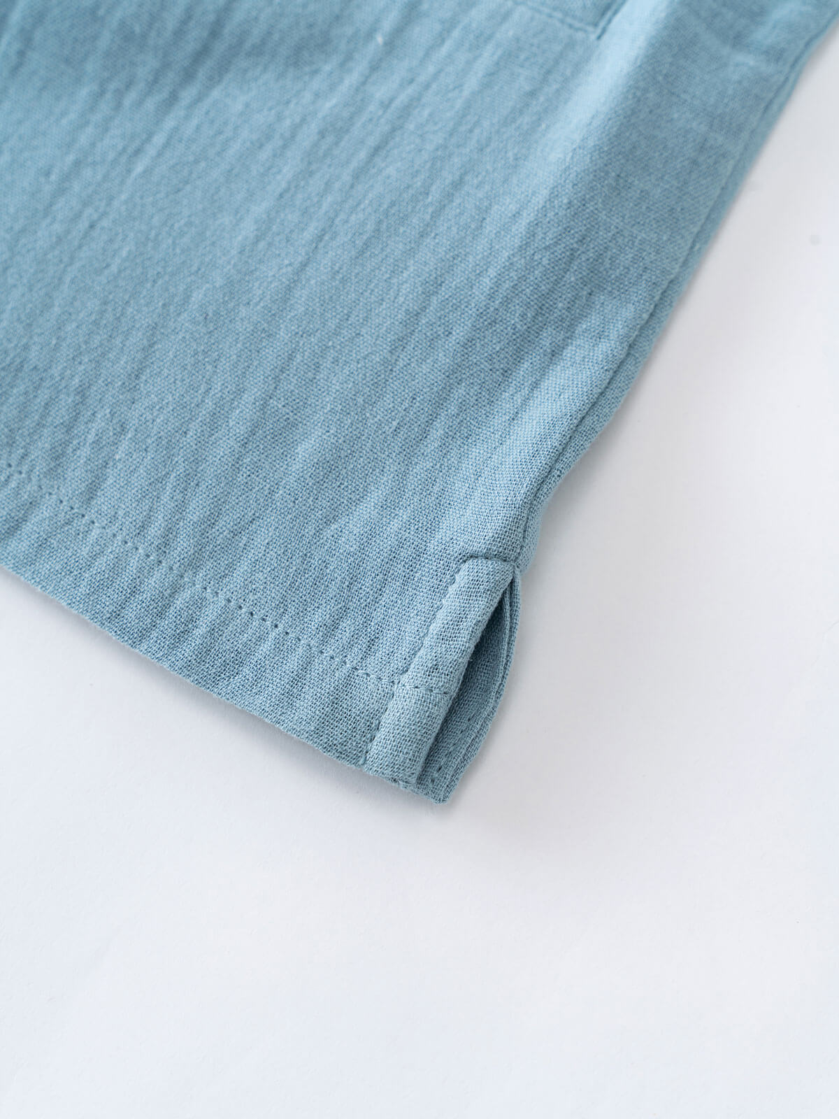 Close-up of a light blue fabric on a white background Grandad Shirt - Lake Blue Boys