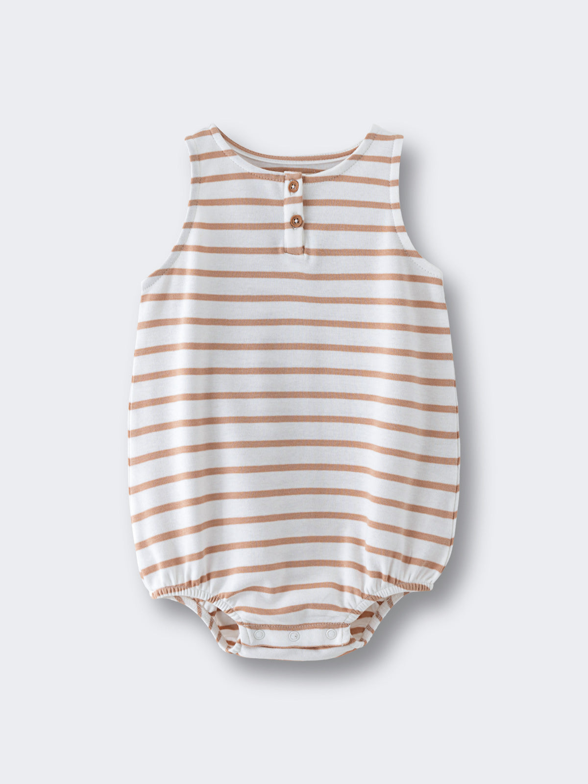 Jackson Sleeveless Romper - Sand Stripe