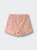 Peach-colored shorts with ice cream print and ruffle hem detail Jersey Shorts - Ice Creams Girls