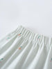 Close-up of white gathered skirt waistband with small embroidered fruit pattern Jersey Skirt - Summer Fruits Girls