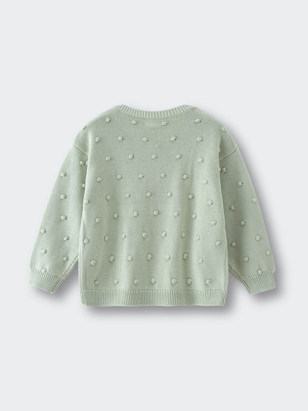 Light green knitted sweater with raised dot texture pattern throughout Knit Jumper - Mint Girls