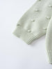 Close-up of a pale green knitted sweater sleeve with textured dots Knit Jumper - Mint Girls