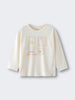 Cream long sleeve shirt with sun and flower stamp graphics on front Long Sleeve Tee - Sunny Club Day Girls