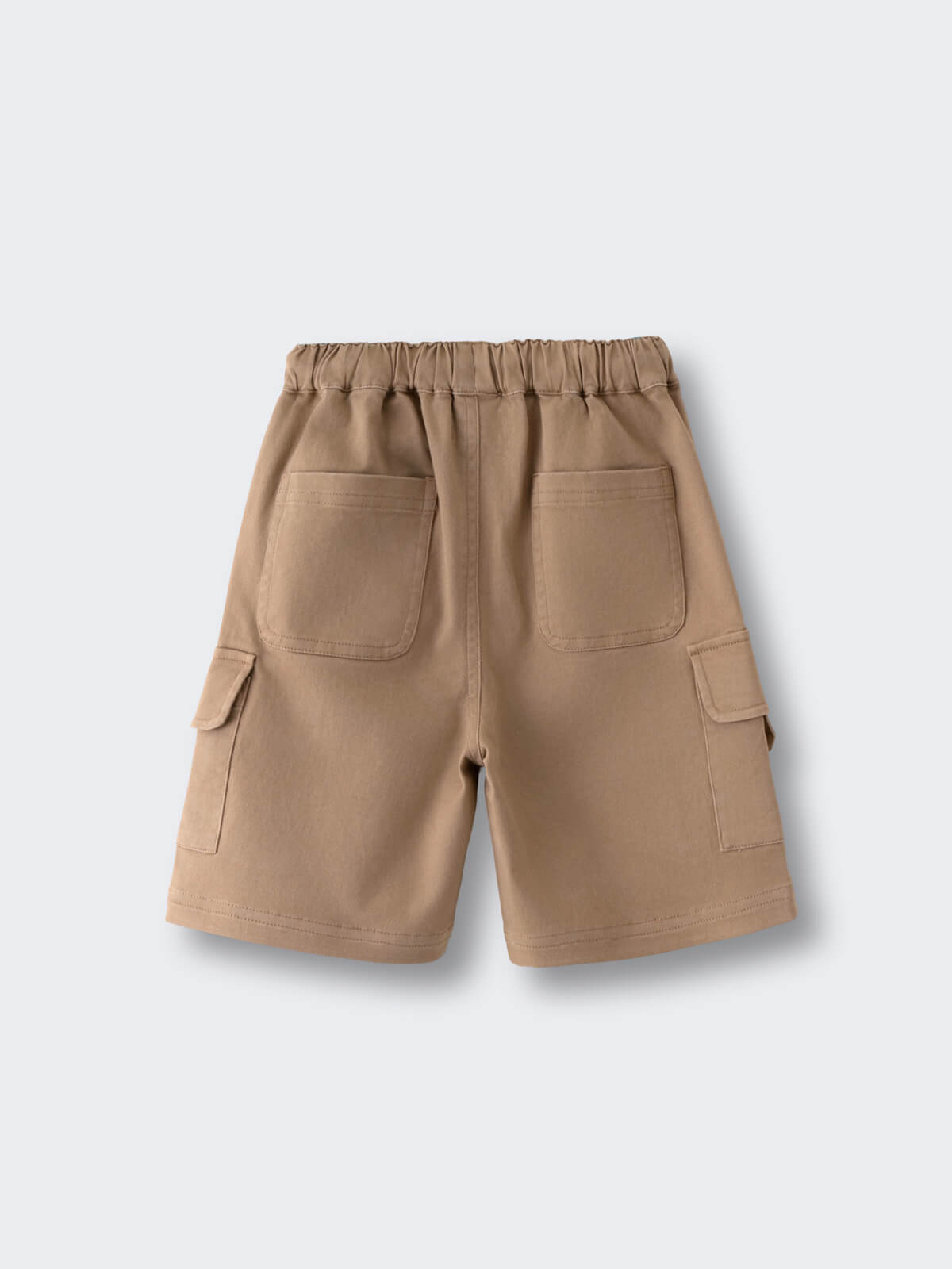 Tan cargo shorts with multiple pockets laid flat on white background Luca Shorts - Biscuit Boys