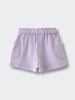 Lavender textured cotton shorts with elastic waistband and contrast stitching on pockets Muslin Shorts - Lilac Girls