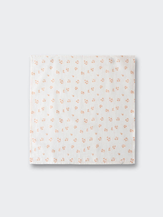 White muslin cloth with small peach paw print pattern scattered across Muslins 2 Pack - Petal Paws Baby girl