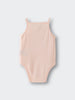 Pale pink knitted bodysuit with thin straps and textured pattern Pointelle Singlet Bodysuit - Shell Pink Baby girl