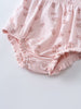 Close-up of pink floral bloomers with elastic ruffled cuffs and waistband Printed Bloomers - Daisy Chain Baby girl