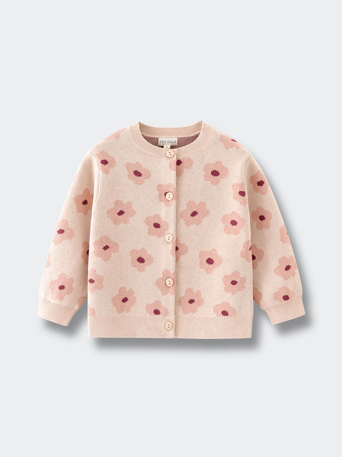 Floral patterned cardigan on a light gray background Printed Cardigan - Bold Daisy Girls
