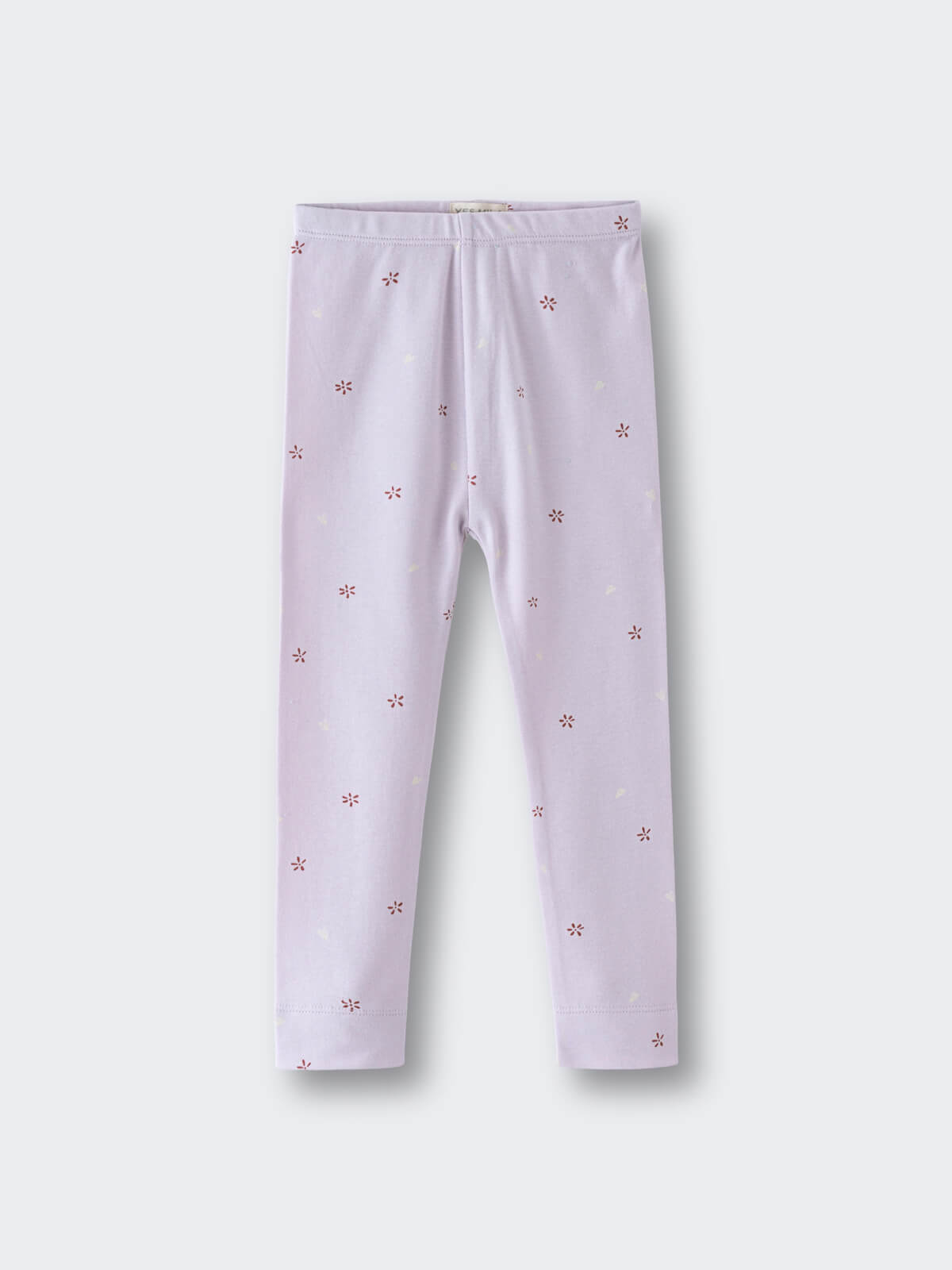 Light purple leggings with small floral embroidery scattered throughout printed Leggings - Spring Love Girls