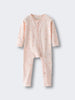 Light pink one-piece with small apple print and front zipper Printed Long Sleeve One Piece - Apples Baby girl