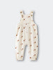 Baby beige overalls with floral patterns  on a white background Printed Overalls - Autumn Bouquet Ecru Baby girl