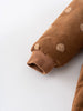 Brown hooded baby pram suit with cream bears on a light gray  Printed Pram Suit - Cosy Bear Russet Baby girl