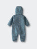 Blue baby rain suit with colorful patterns on a light gray background Printed Puddle Suit - Mountain View Balsam Baby girl