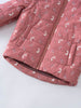 Close-up of quilted pink vest with white bunny print and pockets Printed Puffer Vest Jacket - Forest Gathering Rosehip Girls