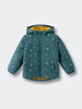 Teal puffer jacket with small print pattern and yellow lining Printed Puffer Vest Jacket - Mountain View Balsam Boys