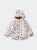 Children's hooded raincoat with tree pattern and button front closure Printed Raincoat - Forest Adventure Ecru Boys