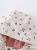 White fabric with small floral print and pink fleece lining visible Printed Raincoat - Wild Flowers Ecru Girls