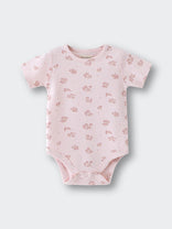 Light pink baby bodysuit with small floral print pattern throughout Printed Short Sleeve Bodysuit - Daisy Chain Baby girl