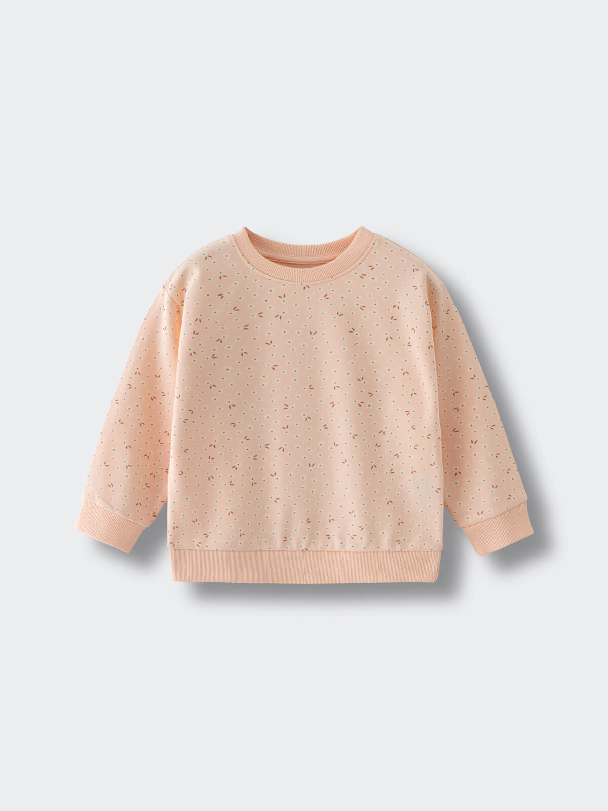 Peach sweatshirt with small floral speckles on light background printed Sweatshirt - Flower Power Girls