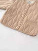 Beige quilted jacket with button details on a light gray background Quilted Jacket - Clay Baby girl
