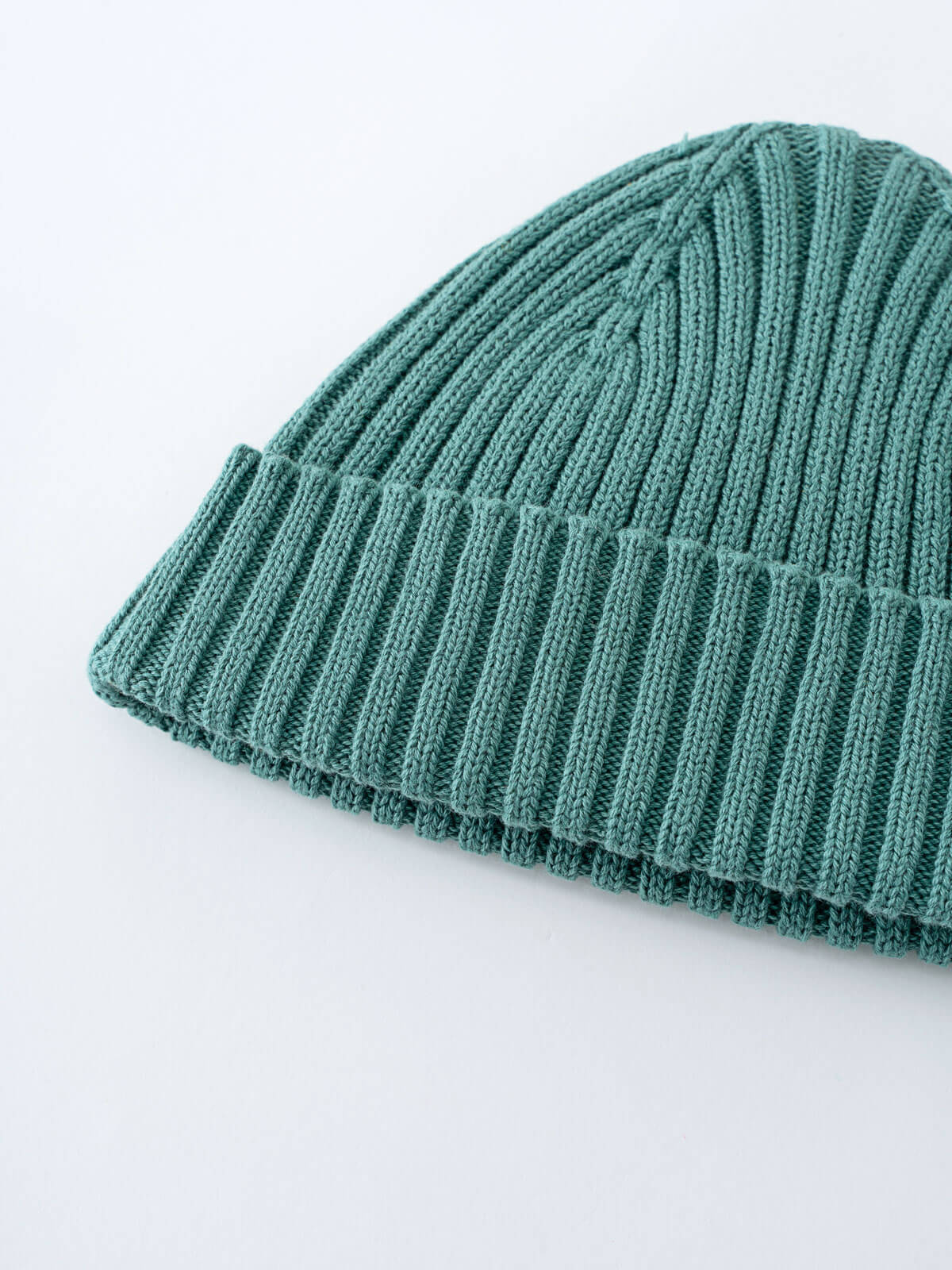 Green knit beanie on a light gray background Ribbed Beanie - Balsam Boys