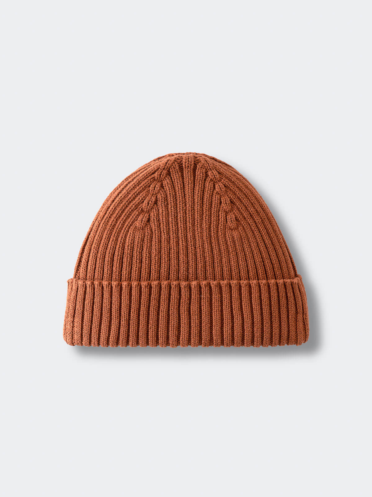 Brown knit beanie on a light gray background Ribbed Beanie - Russet Girls and Boys
