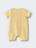 Yellow ribbed short sleeve romper laid flat on white background Ribbed Short Sleeve One Piece - Sun Soaked Baby boy