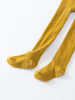 Pair of mustard yellow ribbed tights laid flat on white surface Ribbed Tights 2 Pack - Golden Pear/Ecru Girls