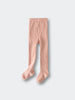 Single pale pink ribbed tight laid flat on white background Ribbed Tights 2 Pack - Plum Jam/Mallow Girls