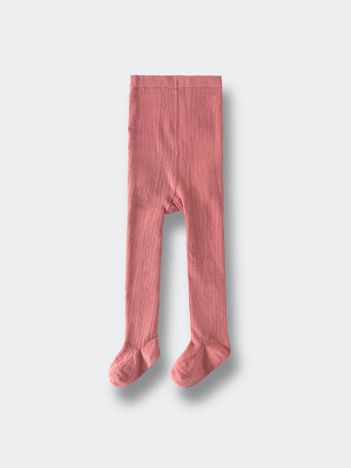 Pair of ribbed coral pink tights laid flat on light gray surface Ribbed Tights 2 Pack - Rosehip/Russet Girls