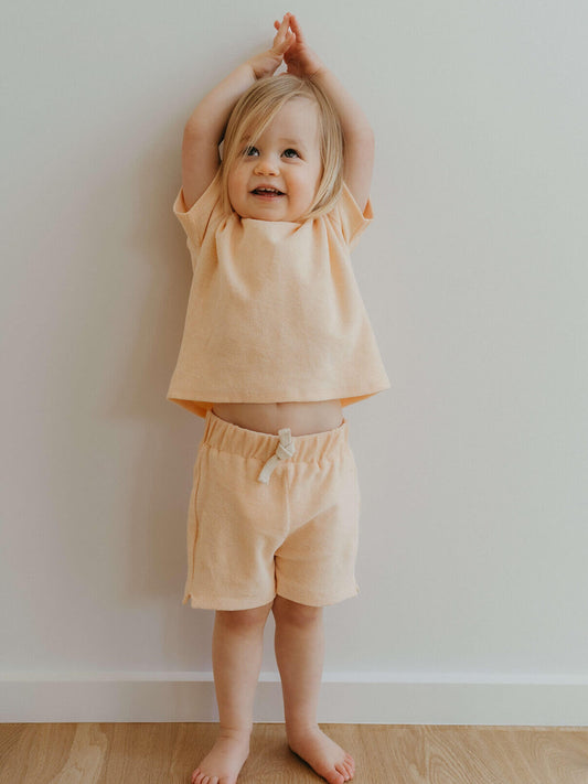 Riley Towelling Shorts - Apricot