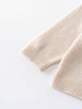 Beige knitted arm warmers on a white background Ruffle Cardigan - Ecru Girls