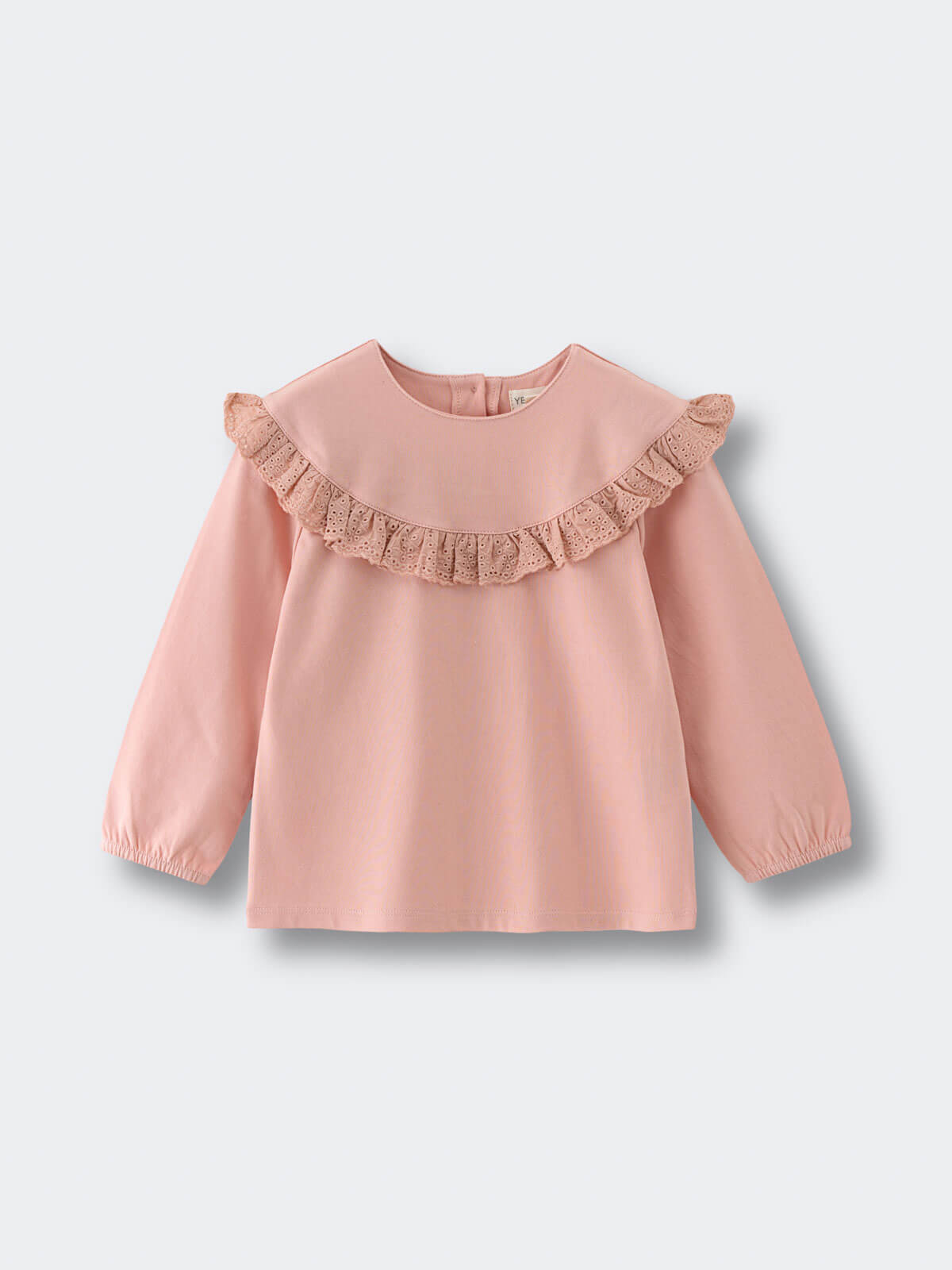 Pink blouse with ruffled details on a light gray background Ruffle Top - Mallow Girls