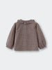 Checkered blouse on a light gray background Ruffle Woven Blouse - Muslin Cotton Check Girls