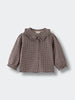 Checkered shirt with a collar on a light gray background Ruffle Woven Blouse - Muslin Cotton Check Girls