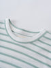 Close-up of striped fabric neckline with green and white horizontal stripes Short Sleeve Dress - Harbour Stripe Girls