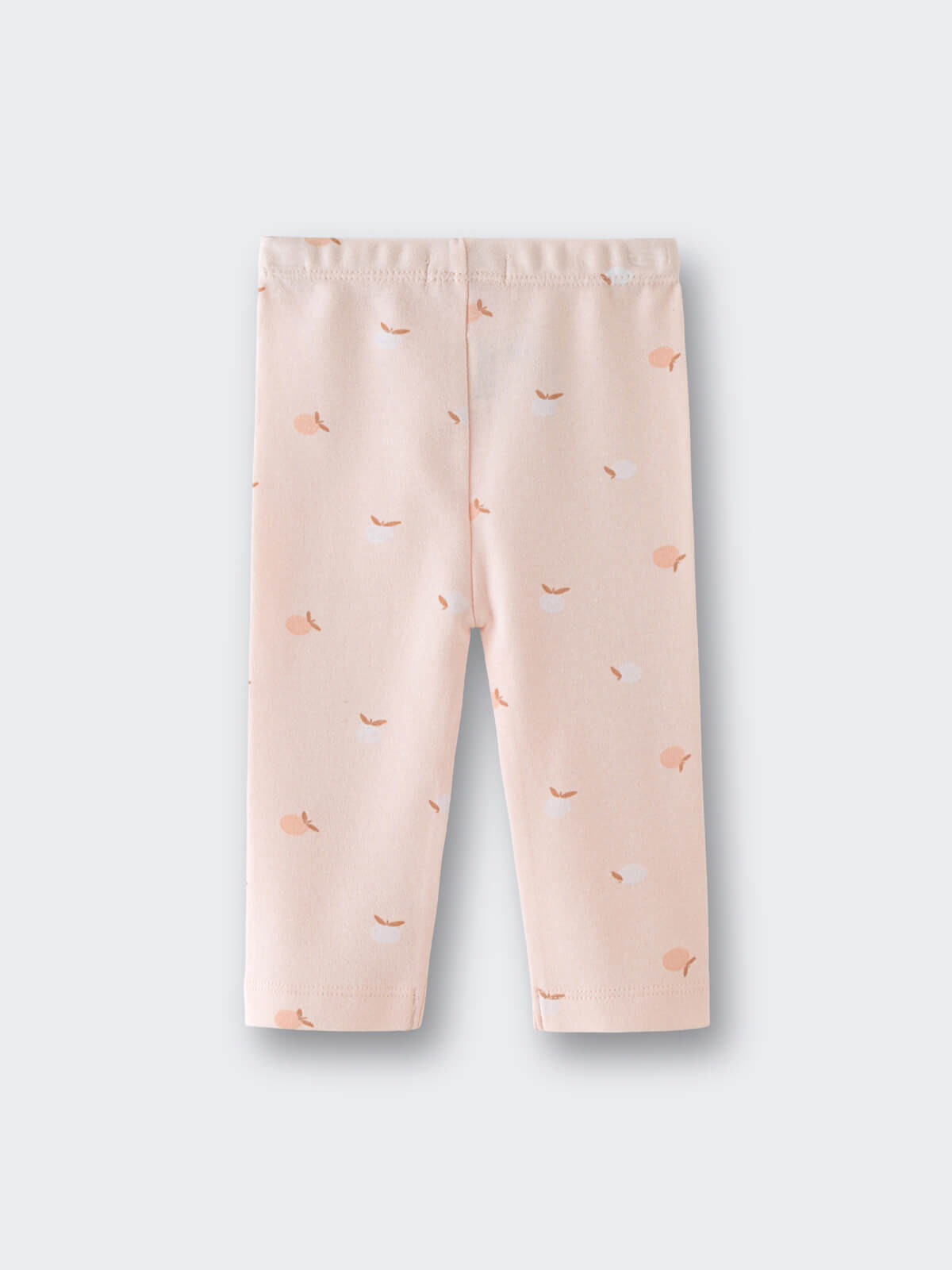 Light pink leggings with small apple print pattern laid flat Stella Leggings - Apples Baby girl