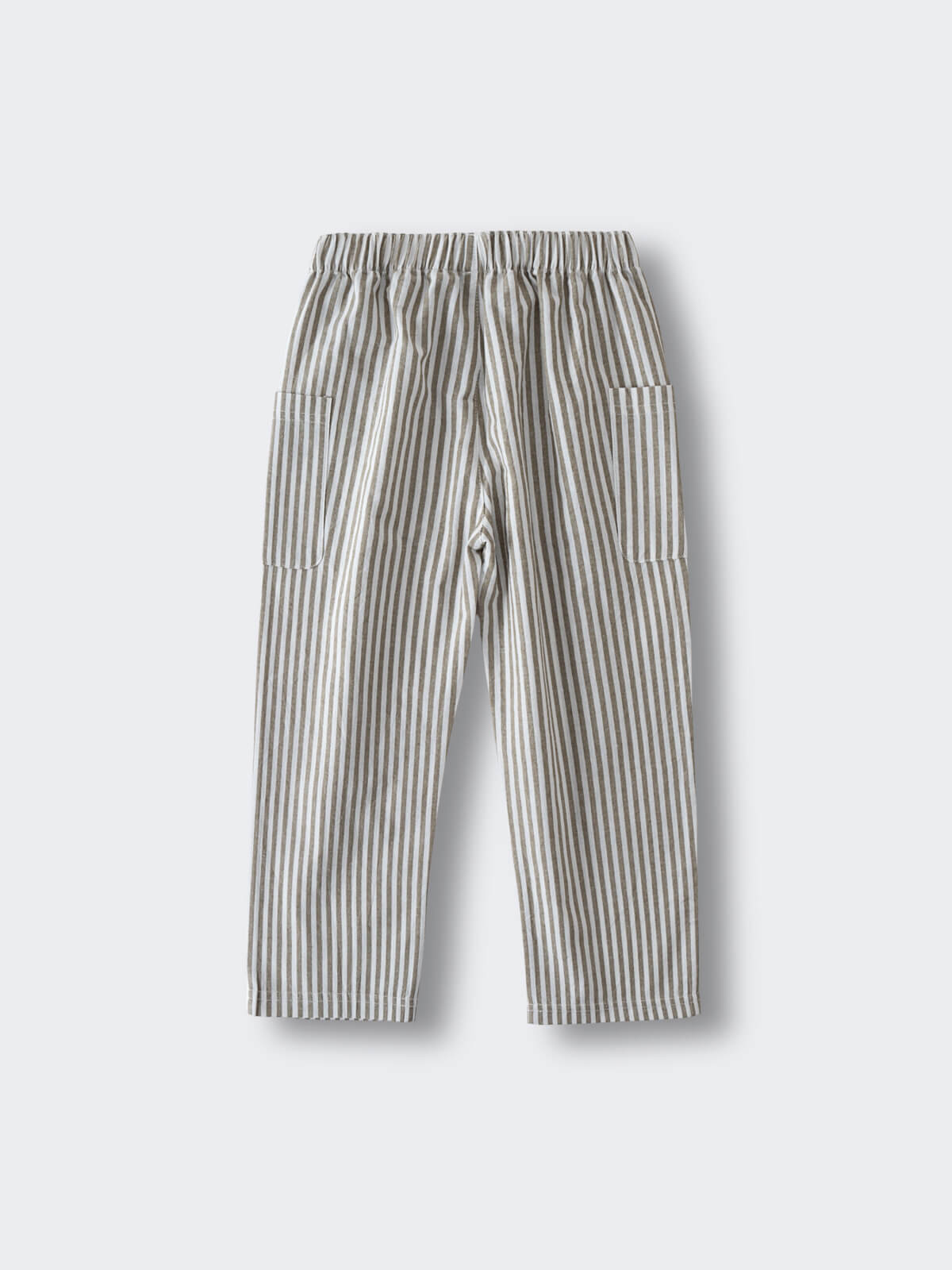 Striped pants in gray and white with elastic waistband and pockets Striped Pants - Matcha Stripe Boys